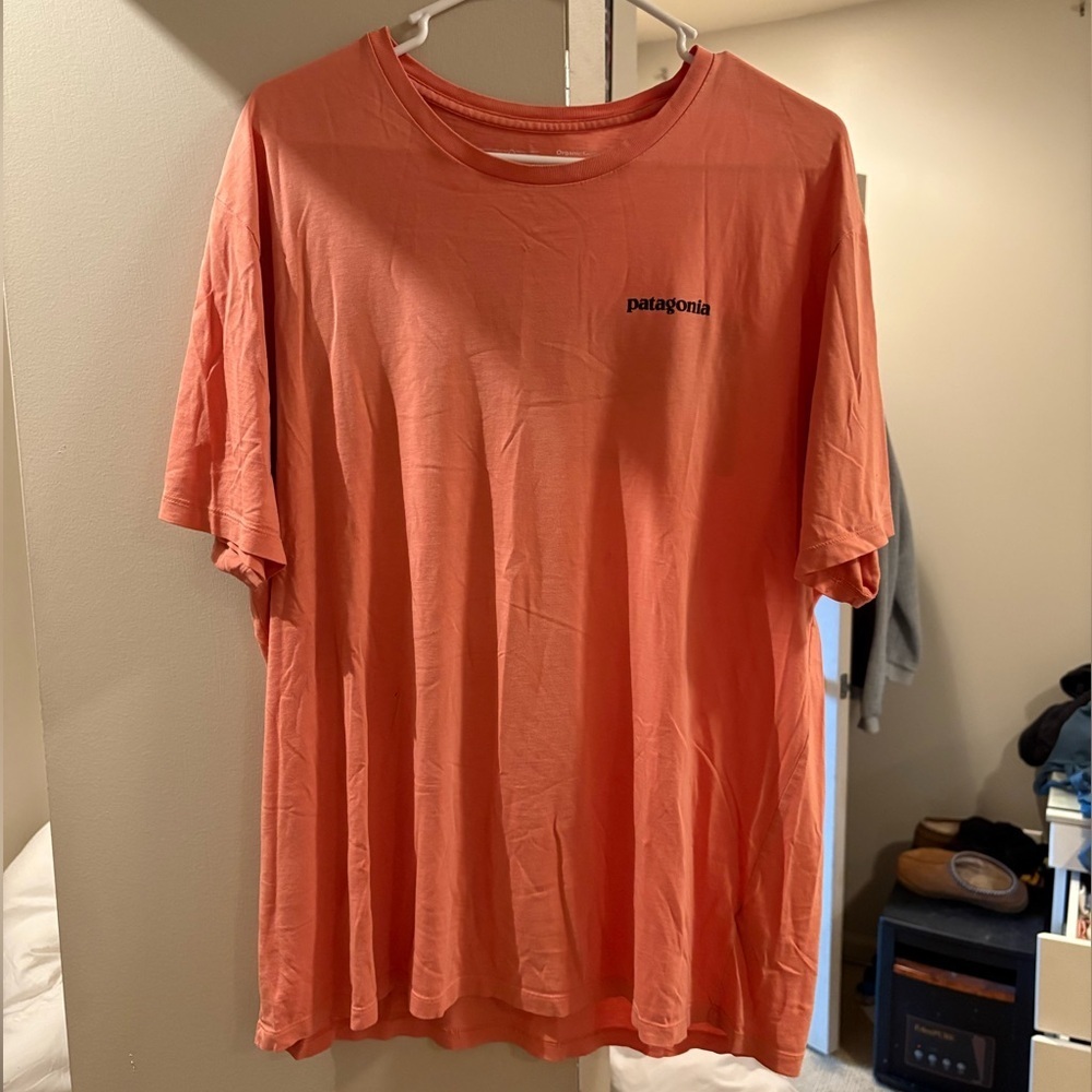 Patagonia Organic Cotton Logo T-Shirt Coral Orange Size L